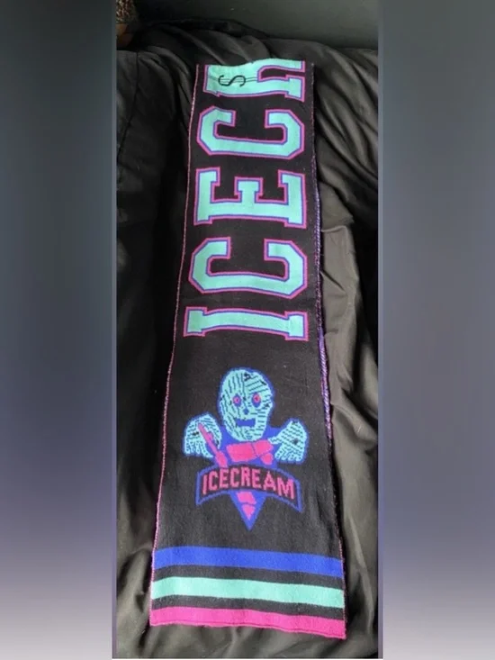 Billionaire Boys Club ICECREAM Scarf Black Purple Blue Streetwear Rare DEADSTOCK - Picture 1 of 2